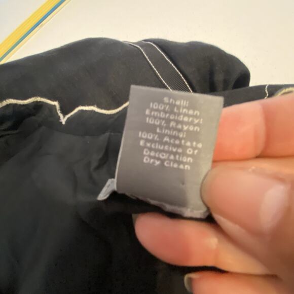 Ann Taylor SheathDress 14 BlackFloral Embroidery Linen Sleeveless Career Classic - Picture 5 of 8